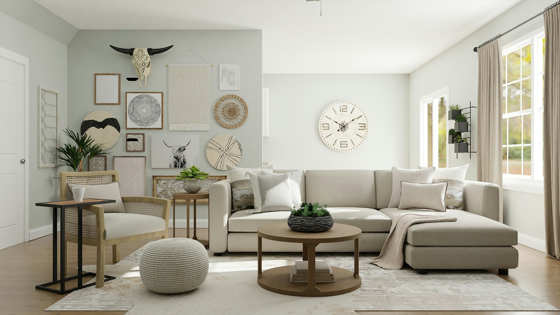 Quarto com decoração clara e acolhedora
